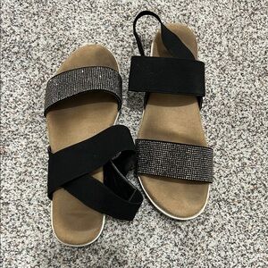 Black Sandals with Rhinestones